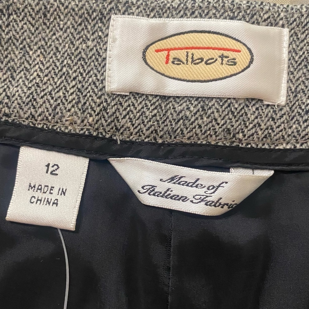 Talbots New Vintage Size 12 Herringbone Wide Leg Italian Wool Silk Dress Pants - Picture 4 of 7